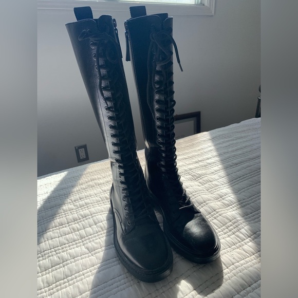 ZARA lace up chunky boots size 37 - Picture 4 of 5